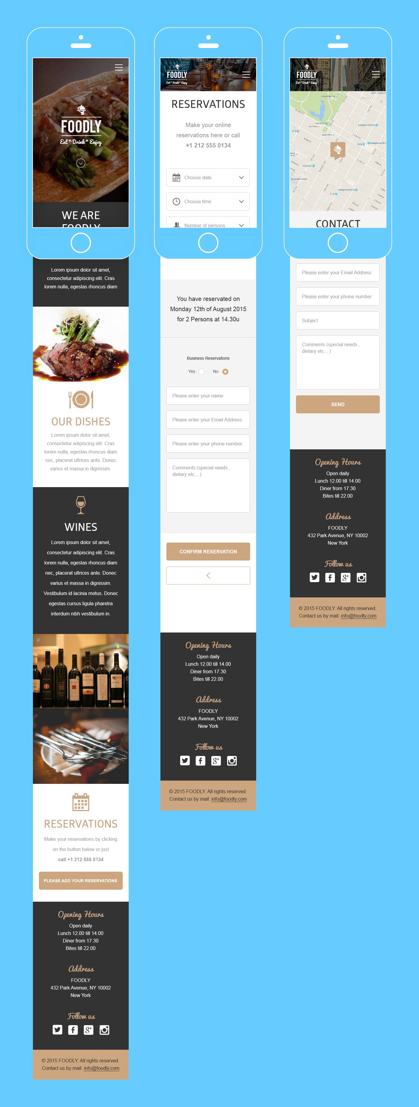 Mobile Page layout Foodly WP theme